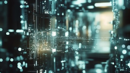 Wall Mural - futuristic abstract data stream in high-tech digital environment