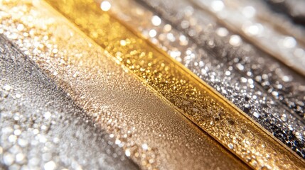 Wall Mural - glittering gold and silver metallic texture with shimmering reflections and bokeh effect copy space 
