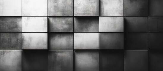 Poster - Abstract monochrome wall texture with rectangular blocks in varying shades of gray Copy Space