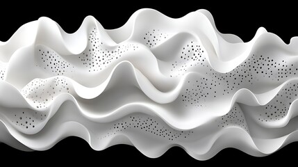 Abstract White Wavy Form With Perforated Surface