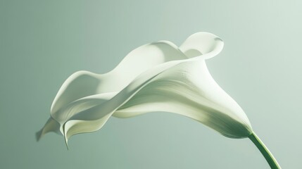 Wall Mural - elegant white calla lily on soft green background with ample copy space for text placement. ideal fo
