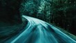 © CreativeBro - Winding road through a forest with motion blur effects showcasing speed and tranquility in nature Copy Space available for text placement