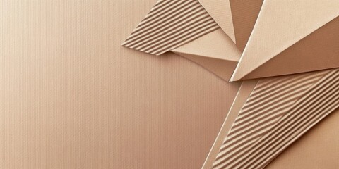 Sticker - Abstract geometric background with layered beige paper textures and copy space for text placement