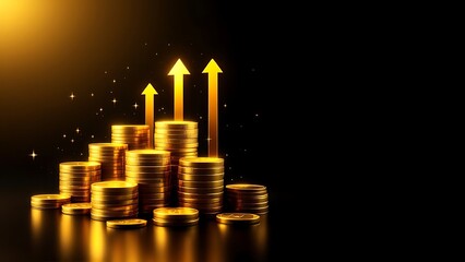 Wall Mural - growth money business increase finance profit on 3d investment background with coin stock wealth arr