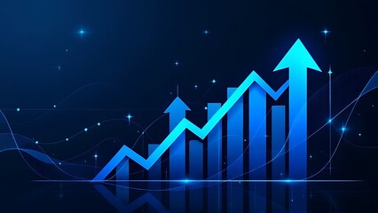 Wall Mural - blue growth graph business chart data diagram on success financial presentation background with abst