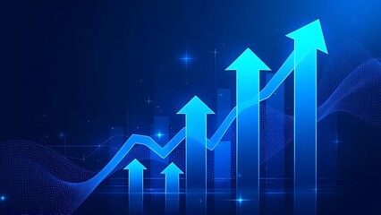 Wall Mural - blue growth graph business chart data diagram on success financial presentation background with abst