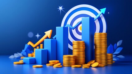 Wall Mural - success money target finance business growth financial graph profit chart concept on goal strategy 3