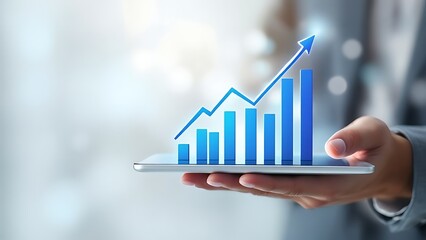Wall Mural - growth arrow business graph on white success finance 3d background with investment financial profit 