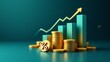 © Din Nasahrudin - Wealth money profit strategy graph success financial business on economy 3d background of finance investment cash currency earning concept or growth arrow increase economic stock market global target.