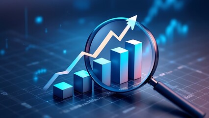 Wall Mural - growth strategy business graph analysis concept on finance chart data diagram 3d background of digit