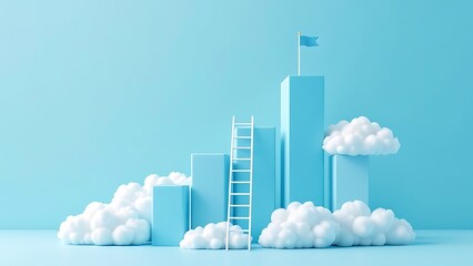 Wall Mural - success business graph on goal achievement strategy chart concept 3d background with creative growth