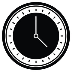 Simple Black and White Clock Showing a Specific Time, Vector Artwork