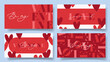 © Yaran - Set of Valentine's Day horizontal cards. Concept of vector creative banners with typography design and for Valentine's Day party, banner, card, ads, branding, cover, sale, social media.