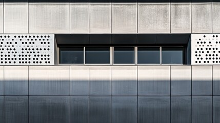 Wall Mural - Modern Architectural Facade: A Study in Grey and Metal