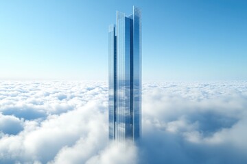 Poster - Tall building in cloudy sky