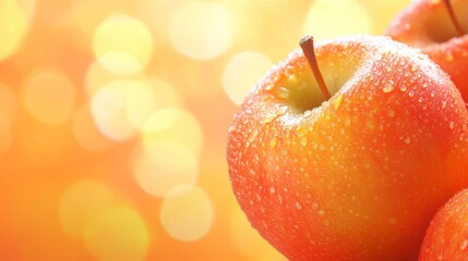 Wall Mural - Closeup of a Fresh Apple with Water Droplets - Vibrant and Healthy Fruit