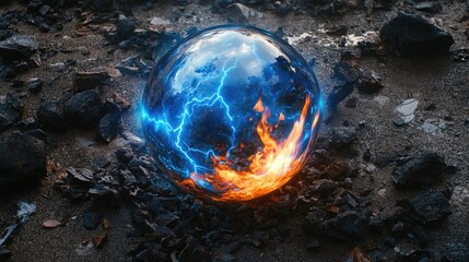 Wall Mural - Blue glowing orb