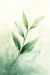 Canvas Print - Watercolor Plant with Green Leaves