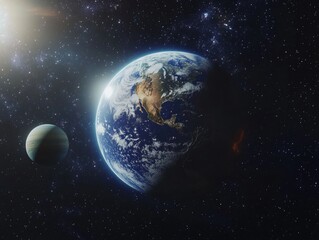 Wall Mural - earth and moon from space