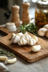 Wall Mural - Garlic on cutting board