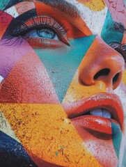 Wall Mural - Woman with colorful paint