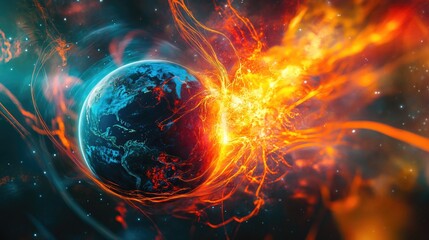 Wall Mural - Planet with Fire Trail