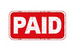 © DilSpace - Paid word. Paid concept. Vibrant red grunge-style 'PAID' stamp label isolated on a white background. For payment, transaction, and financial themes.
