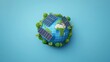 © Melon - A vibrant globe featuring solar panels and lush greenery.