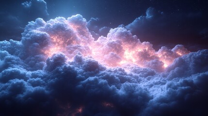 A beautiful blue sky with pink clouds and a bright light in the sky