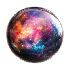Wall Mural - A vibrant galaxy trapped within a crystal clear sphere on a transparent background, a sphere with a colorful galaxy inside, transparent background