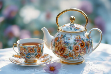 Wall Mural - English Tea Set