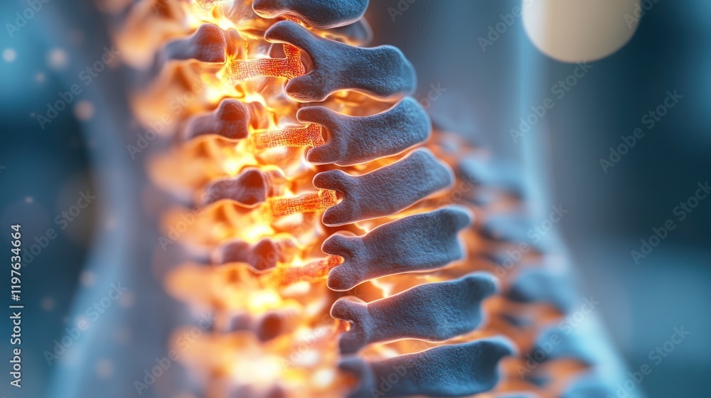Human Cervical Spine Anatomy: Detailed 3D Render of Vertebrae and ...