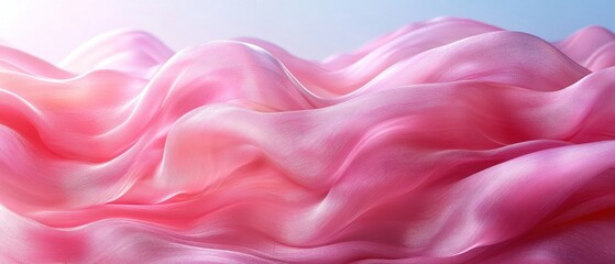 Wall Mural - Flowing fabric in shades of pink, creating a serene and elegant visual texture background