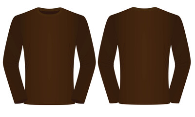 Wall Mural - Long sleeve brown t shirt. vector illustration