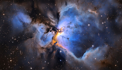 Wall Mural - a fantasy space background featuring an amazing nebula cloud, purple and blue colors with stars.