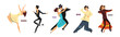 © topvectors - Dancing People Character Performing Different Dance Vector Set