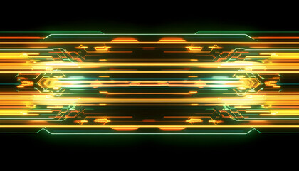 Wall Mural - illuminated circuit board with dynamic glowing lines -