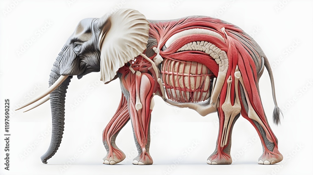 Ilustración de Stock anatomical elephant, cross-section, muscle ...