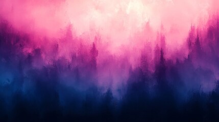 Wall Mural - Enchanted Pink and Blue Forest: A Dreamlike Misty Landscape