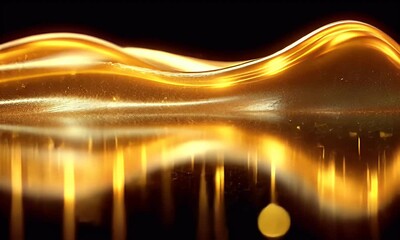 Wall Mural - A mesmerizing abstract image featuring flowing golden waves with sparkling highlights, creating a sense of calm and elegance.