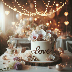 Wall Mural -  romantic cake in love concept