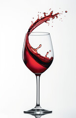 Wall Mural - Splash of red wine in a glass, on a light background