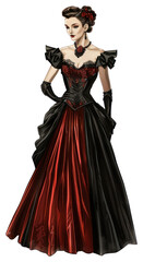 Canvas Print - PNG Gothic bride wedding dress fashion vintage gothic.