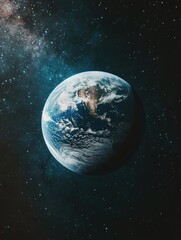 planet earth with stars in cosmic background.