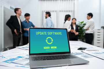Wall Mural - software update on computer for brisk version of device software upgrade