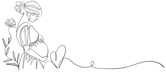 pregnant women line art style vector eps 10