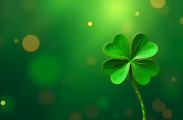 clover leaf, quatrefoil on a green background, symbol of St. Patrick's day