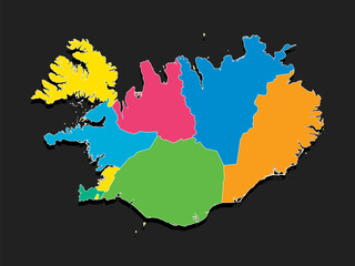 Wall Mural - Vector map country Iceland divided on regions