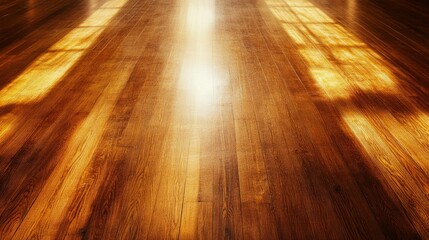 Wall Mural - Sunlight Illuminates Rich Wooden Floorboards