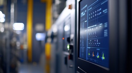 Wall Mural - high-tech control panel in modern industrial environment